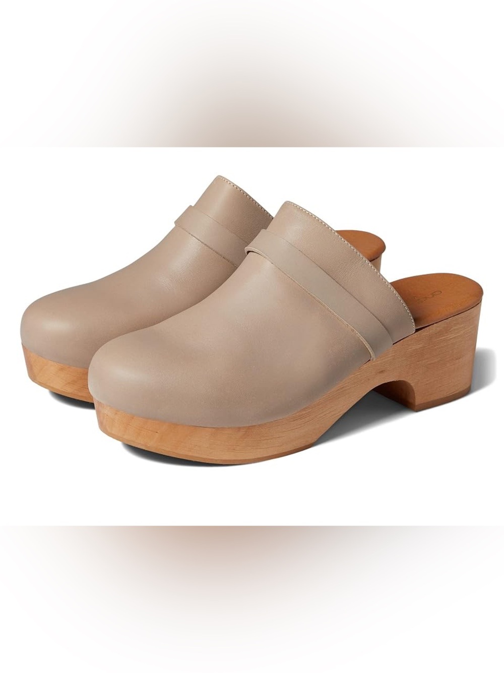 Andre Assous Sofi Women's Clog Shoes Leather Slip-On Clog in Ash Taupe 10